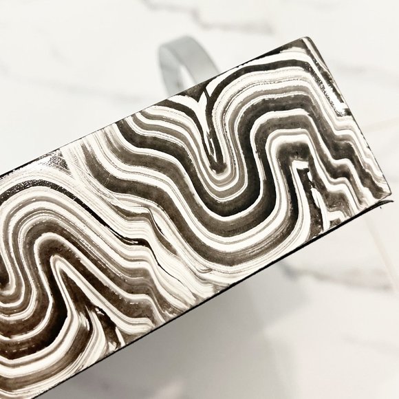 Square Black White Silver Geometric Contemporary Design Tray - Picture 6 of 8